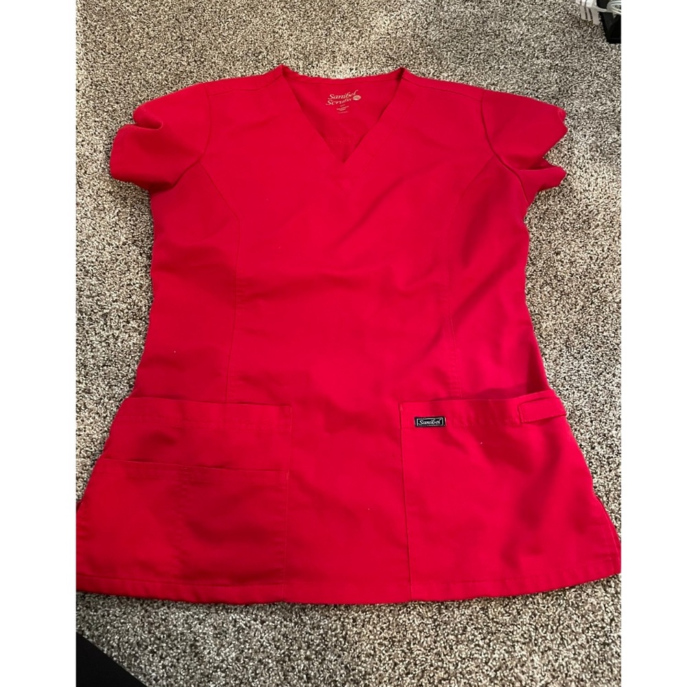Red set of scrubs